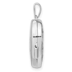 Sterling Silver Rhodium-plated Swirled Love You Always 18mm Heart Locket QLS1044