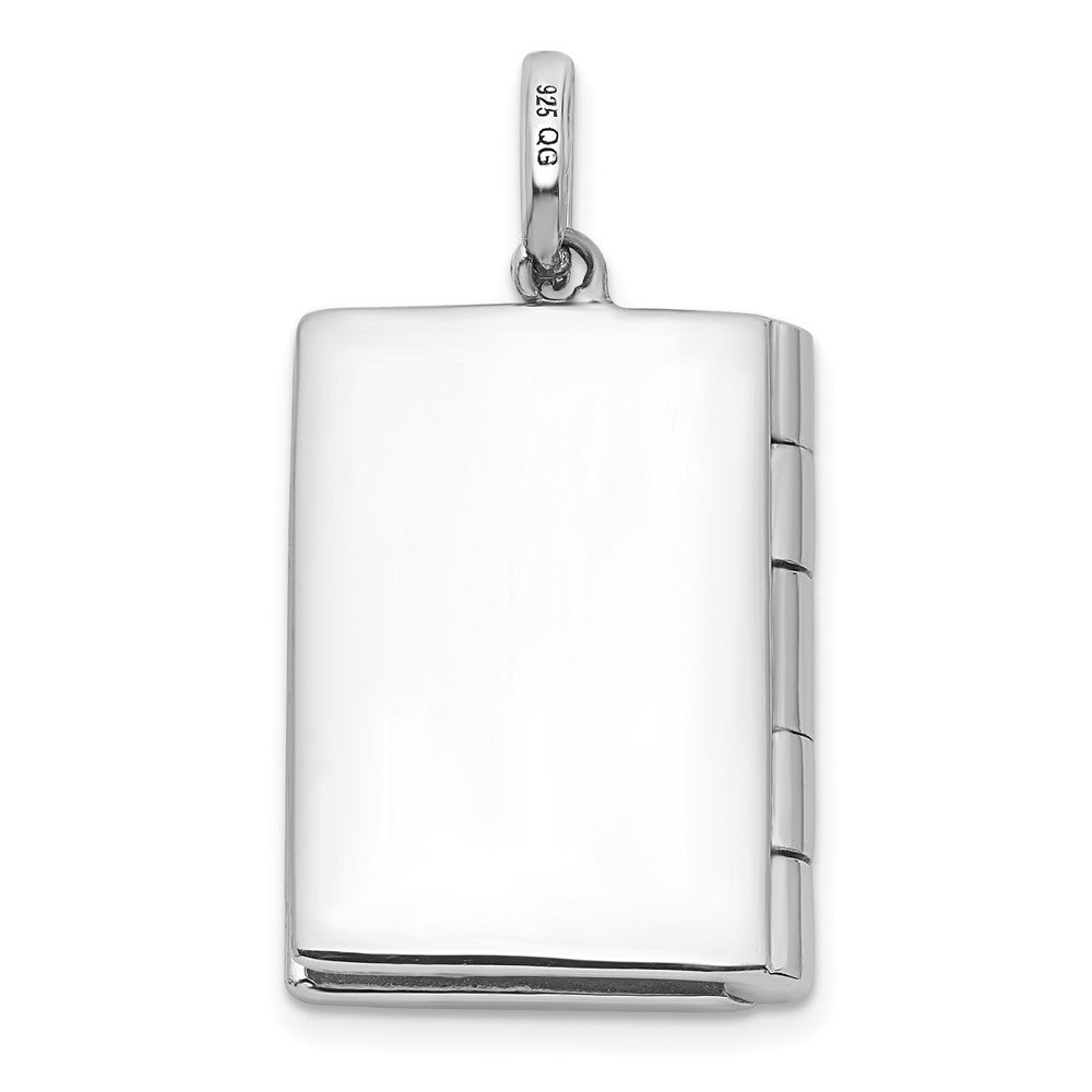 Sterling Silver Rhodium-plated CZ 19mm Book Locket QLS1093