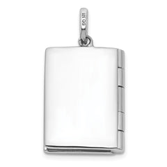 Sterling Silver Rhodium-plated CZ 19mm Book Locket QLS1093