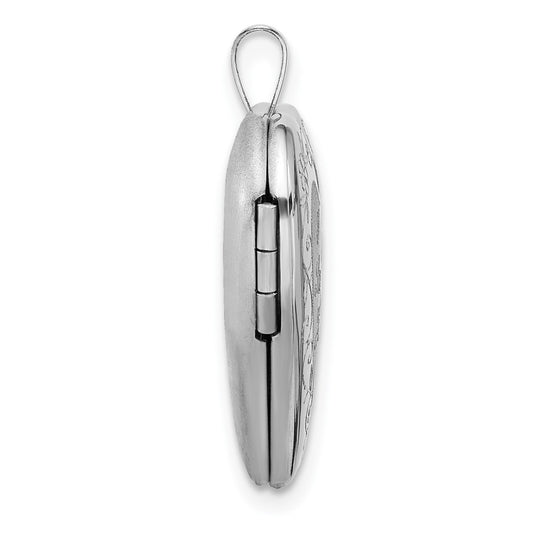 Sterling Silver Rh-plate Polish/Satin Epoxy 20mm I Love You Rose Locket QLS1119