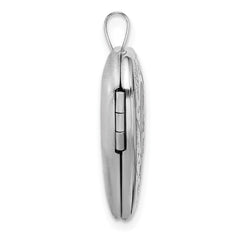 Sterling Silver Rh-plate Polish/Satin Epoxy 20mm I Love You Rose Locket QLS1119