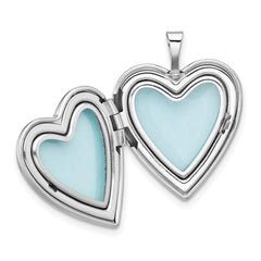 Sterling Silver Rh-plate Polish/Satin Epoxy 20mm I Love You Rose Locket QLS1119