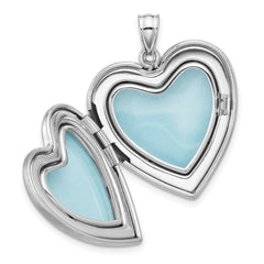 Sterling Silver Rh-plated Satin Epoxy I Love You Floral 24mm Heart Locket QLS1120
