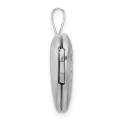 Sterling Silver RH-plated Polished / Satin Epoxy 16mm Floral Heart Locket QLS1122