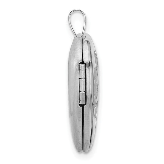 Sterling Silver RH-plate Polished/Satin Epoxy 20mm Butterfly Heart Locket QLS1125