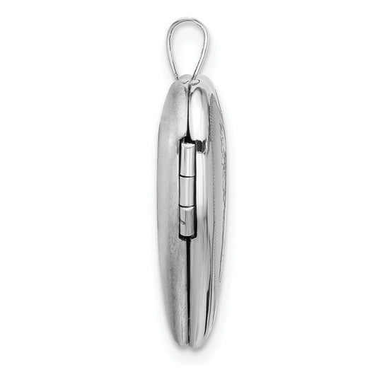 Sterling Silver RH-plated Satin/Polished Angel Wings 20mm Heart Locket QLS1128