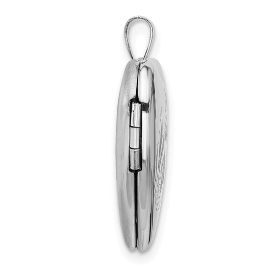 Sterling Silver Rhodium-plated MY ANGEL Angel Wings 20mm Heart Locket QLS1129