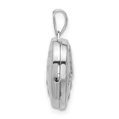 SS Rhodium-plated 15mm Dove Together forever Reversible Heart Locket QLS1130