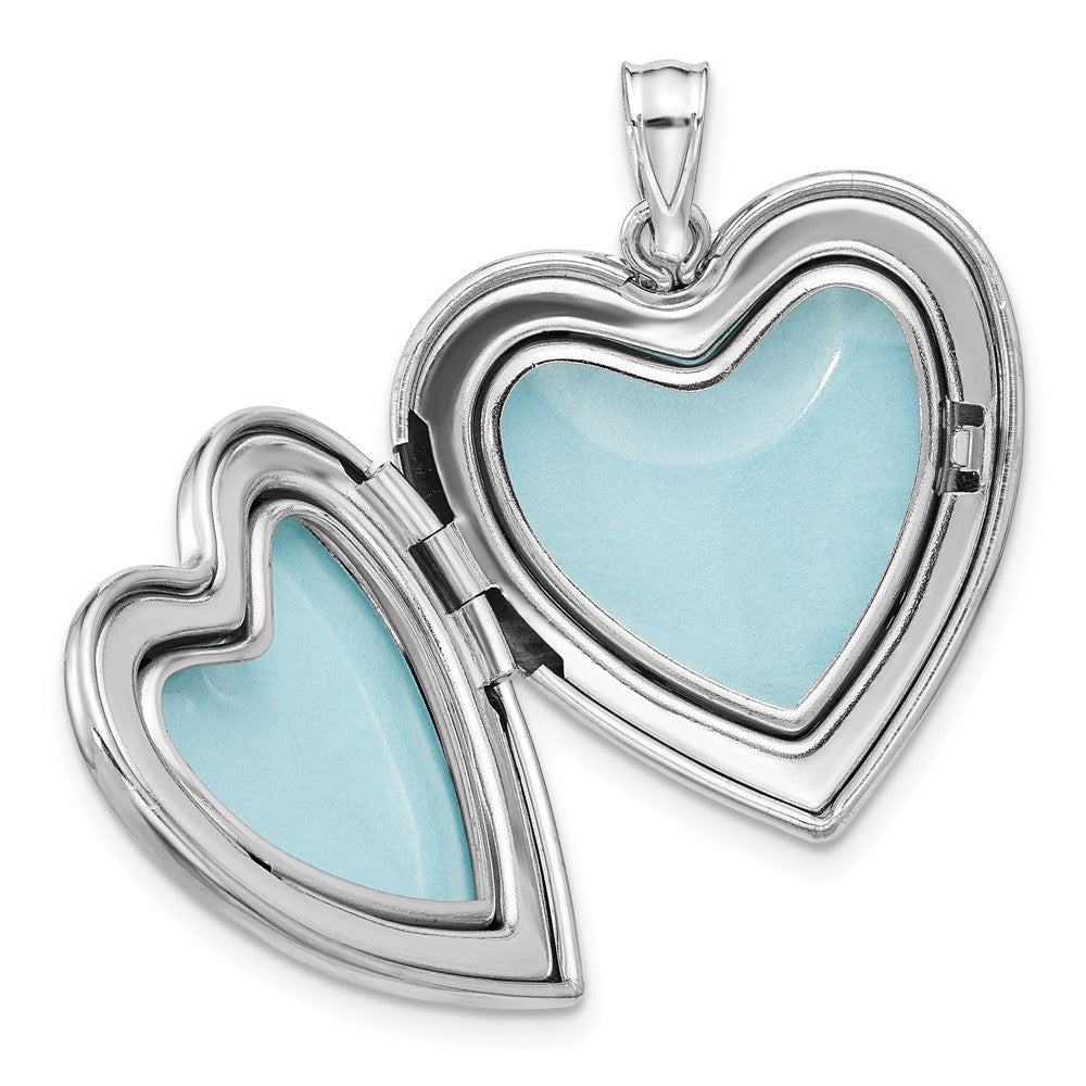 Sterling Silver Rh-plated Filigree Always In My Heart 24mm Heart Locket QLS1134