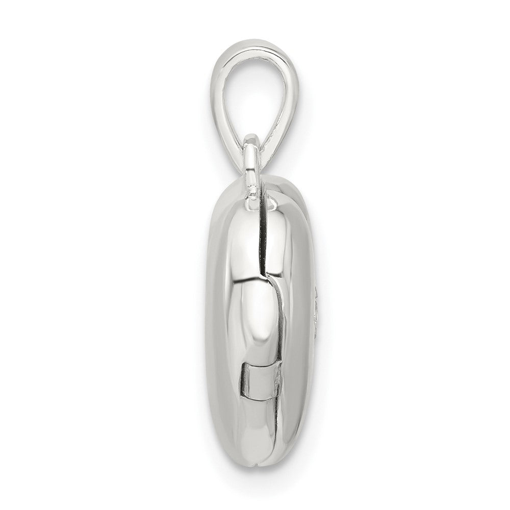 Sterling Silver E-coated CZ 13mm Heart Locket QLS1137