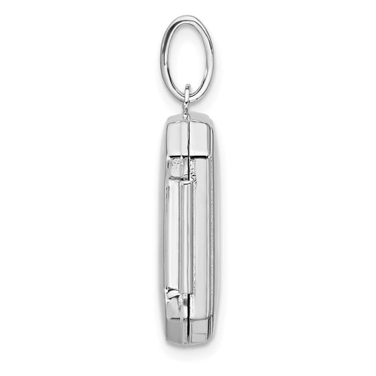 Sterling Silver Rhodium-pltd Polished 20x15mm Curved Rectangle Locket QLS1182