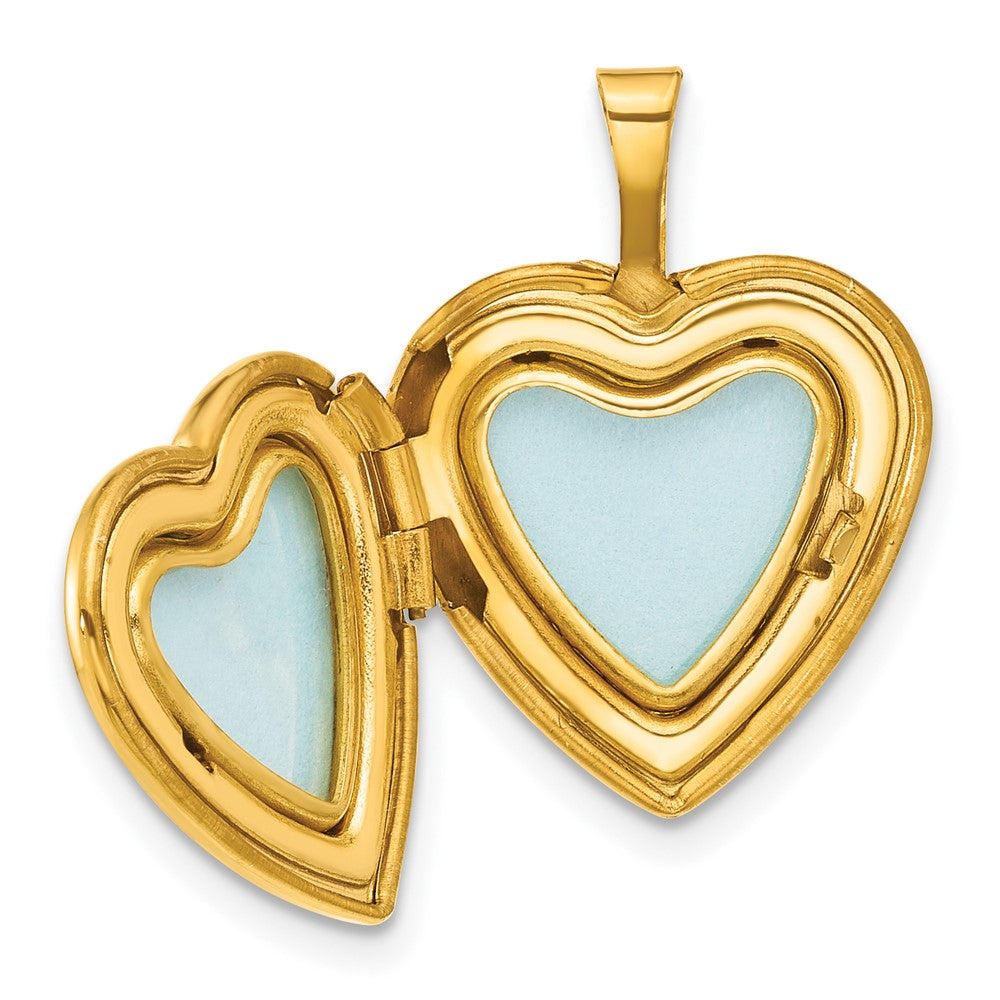1/20 Gold Filled Polished & Textured Diamond 16mm Floral Heart Locket QLS1184