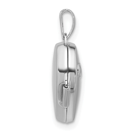 Sterling Silver Rhodium-plated Half Point Diamond Infinity 15mm Heart Locket QLS1195