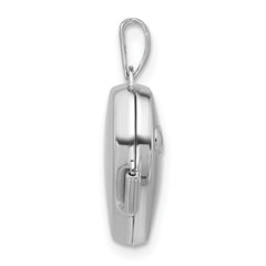 Sterling Silver Rhodium-plated Half Point Diamond Infinity 15mm Heart Locket QLS1195