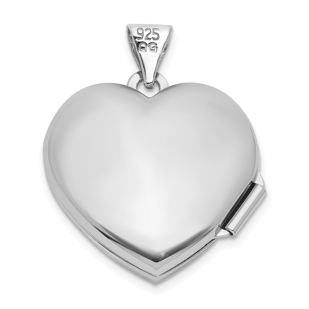 Sterling Silver Rhodium-plated Lab Created Emerald May Birthstone 18mm Heart Locket QLS1200_MAY