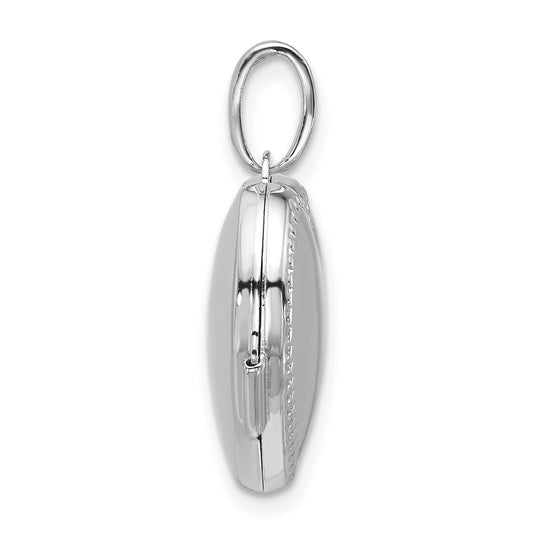 Sterling Silver Rhodium-plated Polished with Beaded Border 18mm Heart Locket QLS1210
