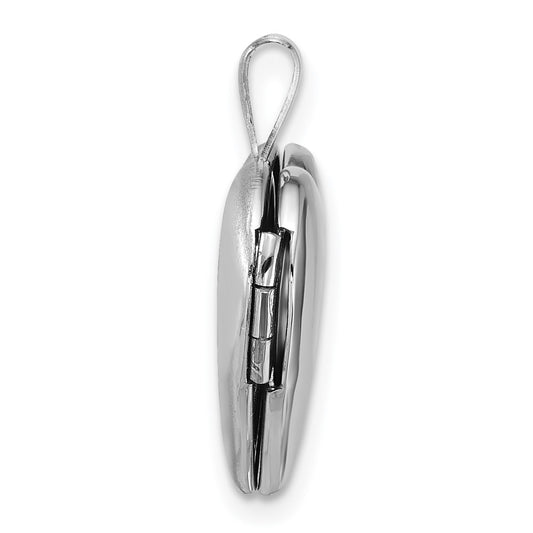 Sterling Silver Rhodium-plated Polished Front/Brushed Back 16mm Heart Locket QLS1211