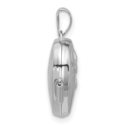 Sterling Silver Rhodium-plated MY LOVE MY LIFE MY FOREVER On Reverse 15mm Heart Locket QLS1214