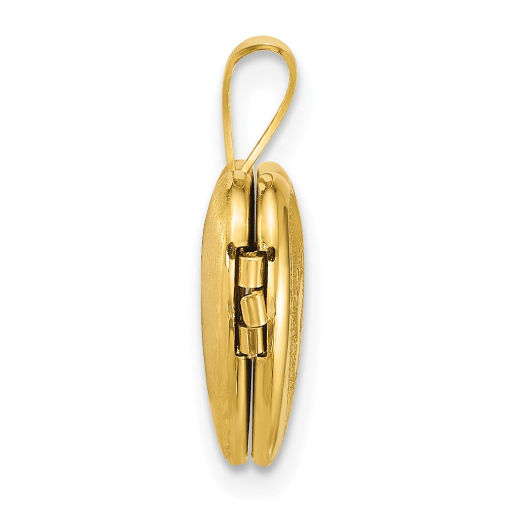 Sterling Silver Gold-plated Polished Front/Brushed Back Foot Prints with Hearts 12mm Heart Locket QLS1218