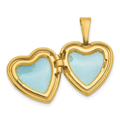 Sterling Silver Gold-plated Polished Front/Brushed Back Foot Prints with Hearts 12mm Heart Locket QLS1218