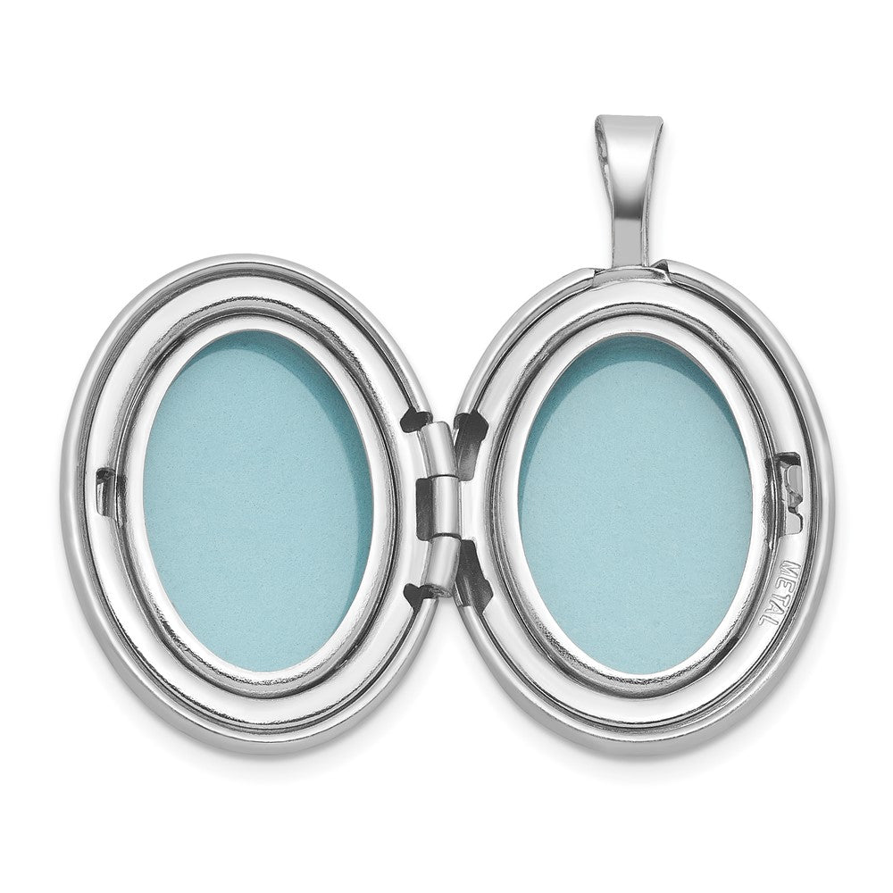 Sterling Silver Rhodium-plated Brushed And Polished 1/20 carat Diamond 16mm Oval Locket QLS1225