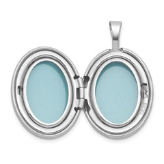 Sterling Silver Rhodium-plated Brushed And Polished 1/20 carat Diamond 16mm Oval Locket QLS1225