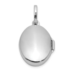 Sterling Silver Rhodium-plated Polished with Beaded Border 17mm Oval Locket QLS1226
