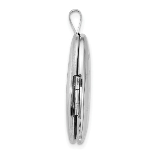 Sterling Silver Rhodium-plated Polished Front/Brushed Back ALWAYS ON MY MIND FOREVER IN MY HEART 20mm Oval Locket QLS1228
