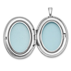 Sterling Silver Rhodium-plated Polished Front/Brushed Back ALWAYS ON MY MIND FOREVER IN MY HEART 20mm Oval Locket QLS1228