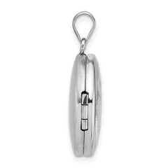 Sterling Silver Rhodium-plated Polished Front/Brushed Back Multi-Heart 20mm Round Locket QLS1244