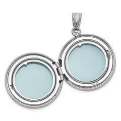 Sterling Silver Rhodium-plated Polished Front/Brushed Back Multi-Heart 20mm Round Locket QLS1244