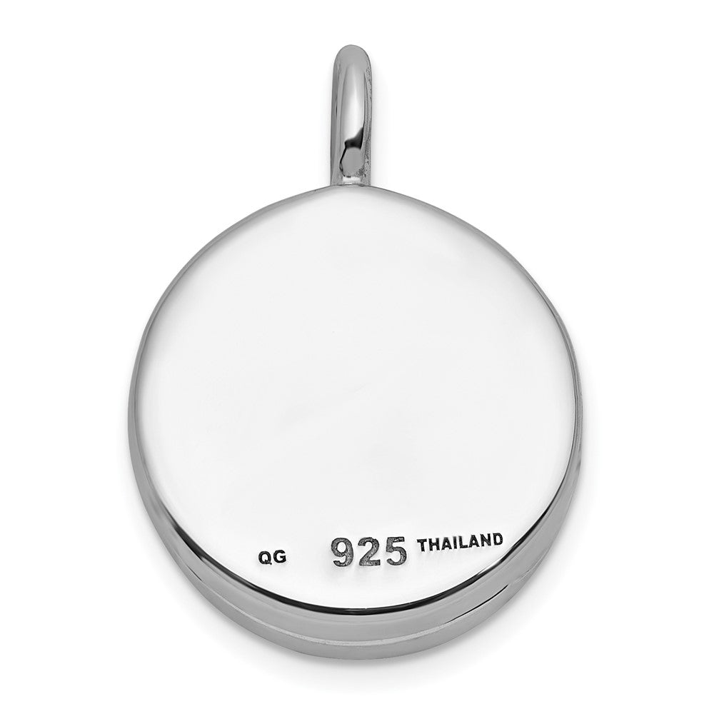 Sterling Silver Rhodium-plated Polished Star On 10mm Round Locket QLS1245