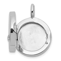 Sterling Silver Rhodium-plated Polished Star On 10mm Round Locket QLS1245
