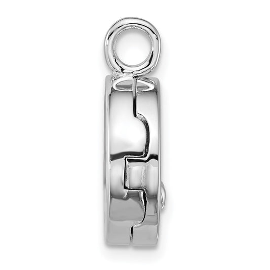 Sterling Silver Rhodium-plated Polished Heart On 10mm Round Locket QLS1246