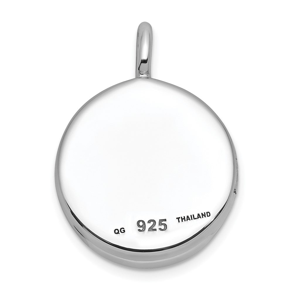 Sterling Silver Rhodium-plated Polished Heart On 10mm Round Locket QLS1246