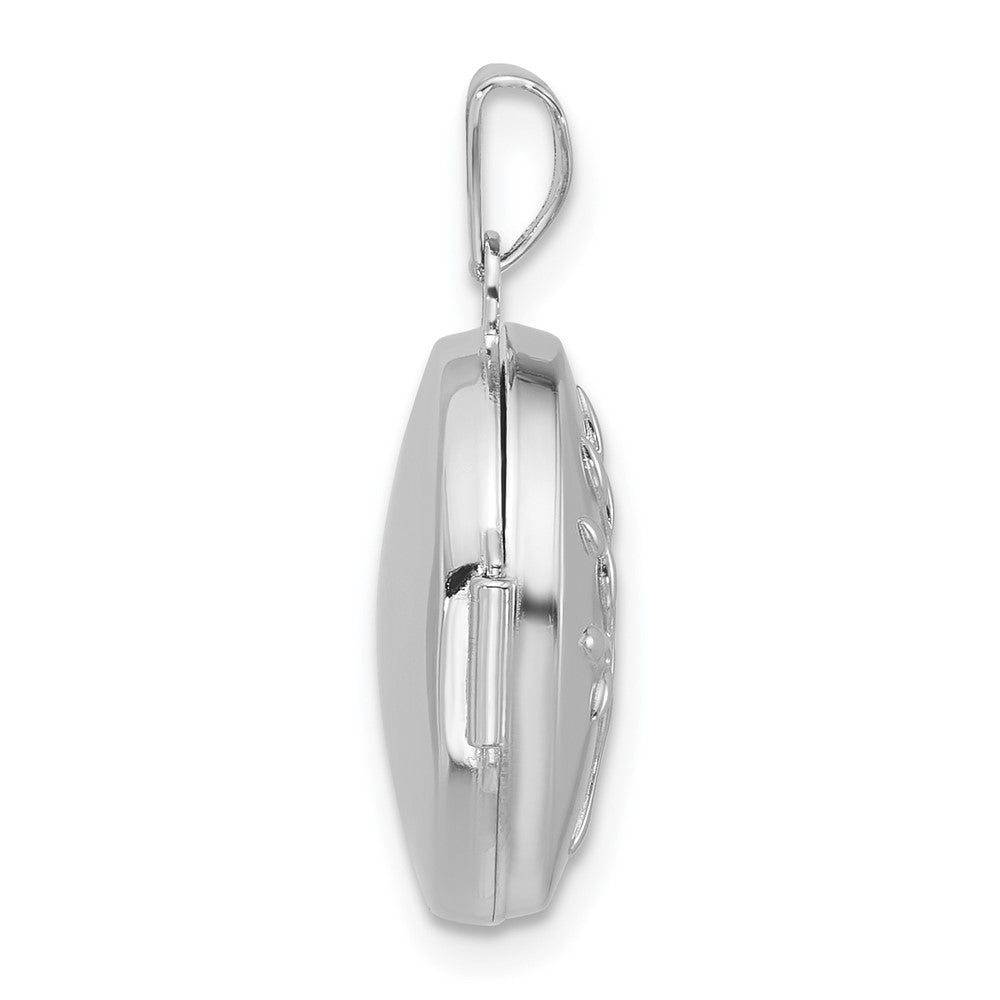 Sterling Silver Rhodium-plated Polished Tree Of Life 16mm Round Locket QLS1248