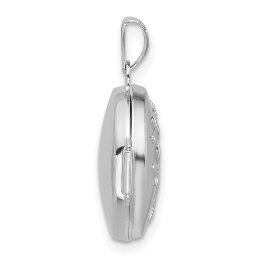 Sterling Silver Rhodium-plated Polished Tree Of Life 16mm Round Locket QLS1248