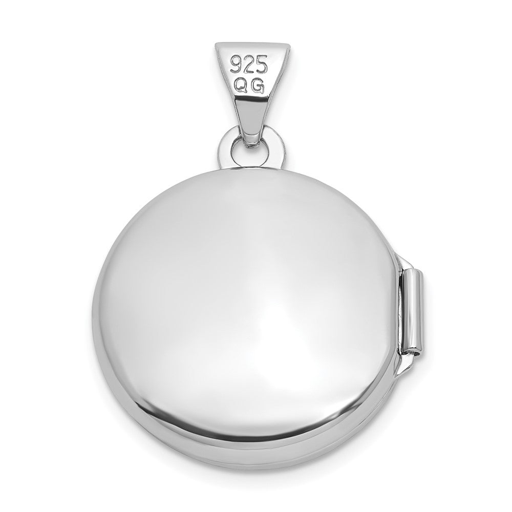 Sterling Silver Rhodium-plated Saint Christopher Protect Us 16mm Round Locket QLS1249