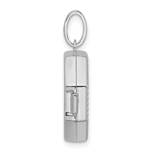 Sterling Silver Rhodium-plated Polished with Beaded Border 18mm Octagon Shaped Locket QLS1251