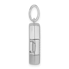 Sterling Silver Rhodium-plated Polished with Beaded Border 18mm Octagon Shaped Locket QLS1251