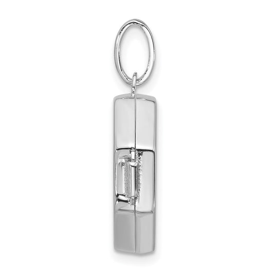 Sterling Silver Rhodium-plated Reversible 18mm Octagon Shaped Locket QLS1252