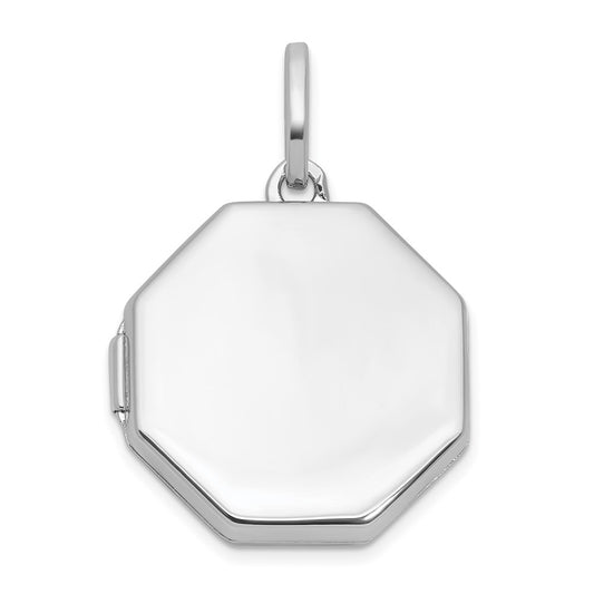 Sterling Silver Rhodium-plated Reversible 18mm Octagon Shaped Locket QLS1252