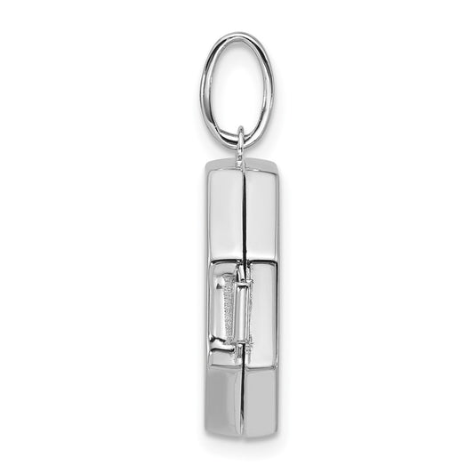 Sterling Silver Rhodium-plated Half Point Diamond with Star 18mm Octagon Shaped Locket QLS1253