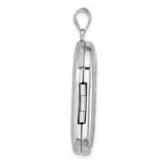 Sterling Silver Rhodium-plated Polished Front/Brushed Back Fleur De Lis 20mm Rectangle Locket QLS1254