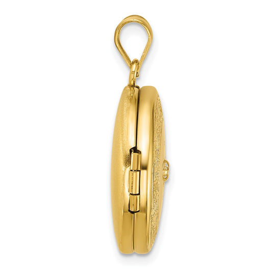 Sterling Silver Gold-plated Polished Front/Brushed Back 1/20 carat Diamond with Celtic Knot Border 20mm Round Locket QLS1259GP