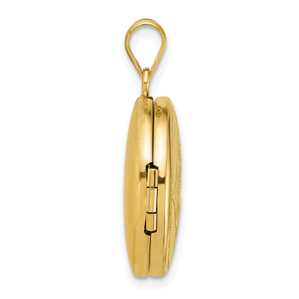 Sterling Silver Gold-plated Polished Front/Brushed Back Fancy Lace Design 20mm Round Locket QLS1260GP