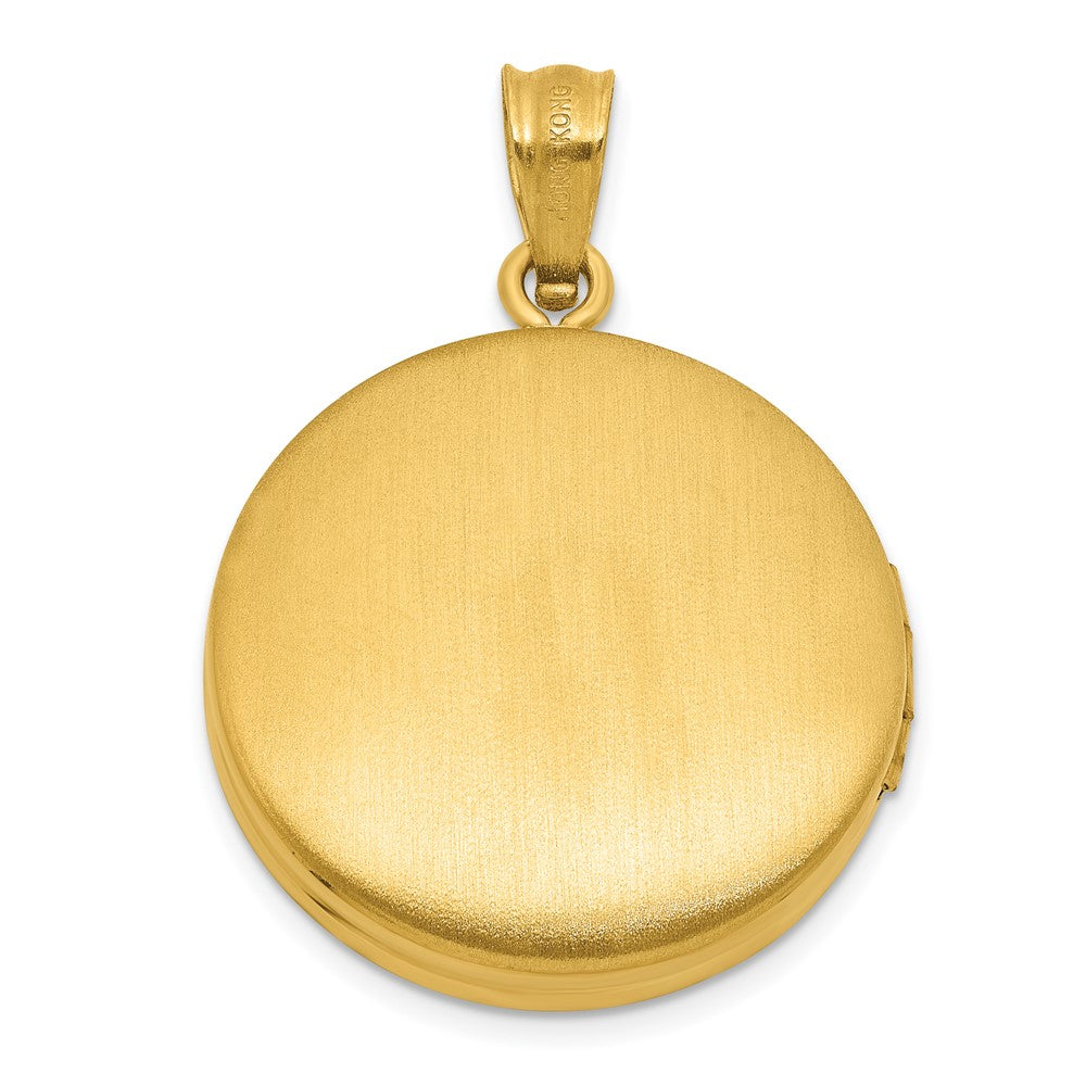 Sterling Silver Gold-plated Polished Front/Brushed Back Fancy Lace Design 20mm Round Locket QLS1260GP