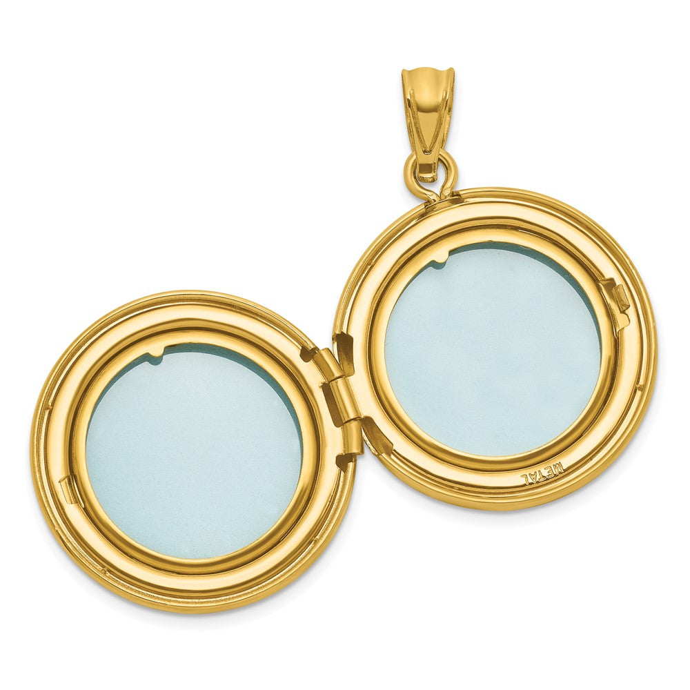Sterling Silver Gold-plated Polished Front/Brushed Back Fancy Lace Design 20mm Round Locket QLS1260GP