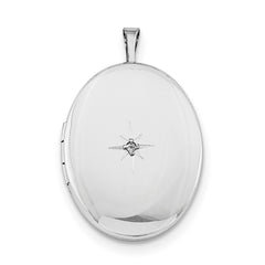 Sterling Silver Rhodium-plated Diamond 26mm Oval Locket Necklace QLS266-18
