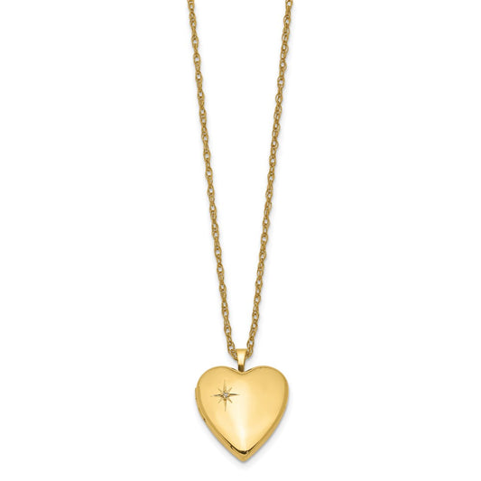 1/20 Gold Filled 20mm Polished/Satin Diamond Star Heart Locket Necklace QLS275-18